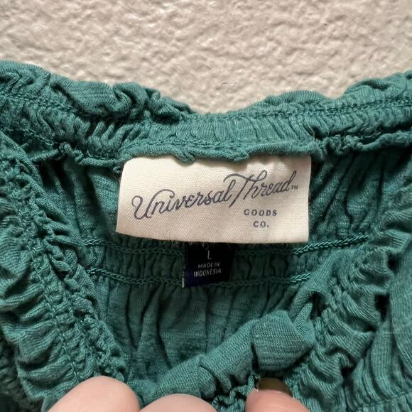 Universal Thread Forest Green Seersucker Mid Cropped Tank Top Size Large - Picture 7 of 8